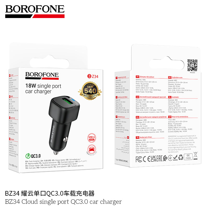 Borofone BZ34 Cloud Single Port QC3.0 Car Charger