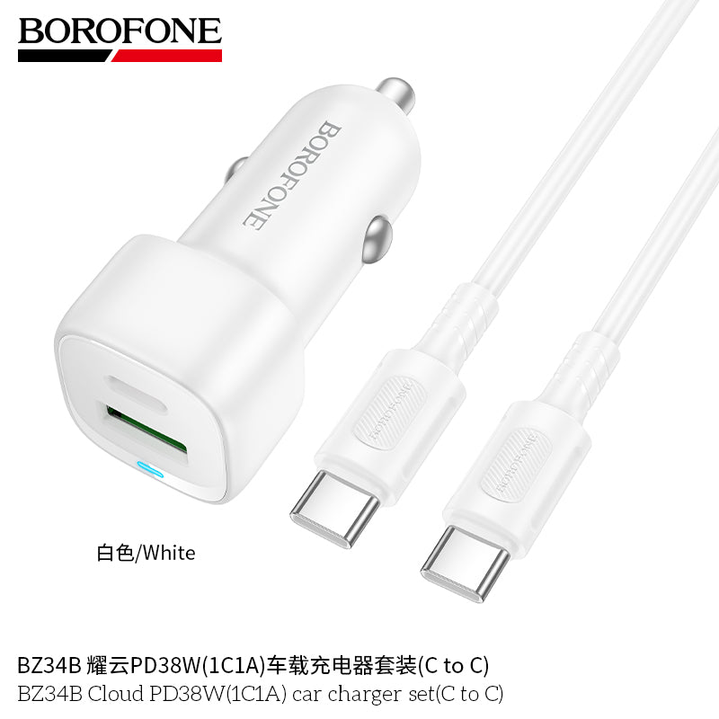 Borofone BZ34B Cloud PD38W(1C1A) Car Charger Set (C to C)