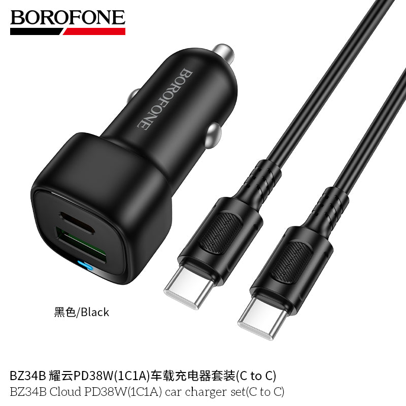 Borofone BZ34B Cloud PD38W(1C1A) Car Charger Set (C to C)