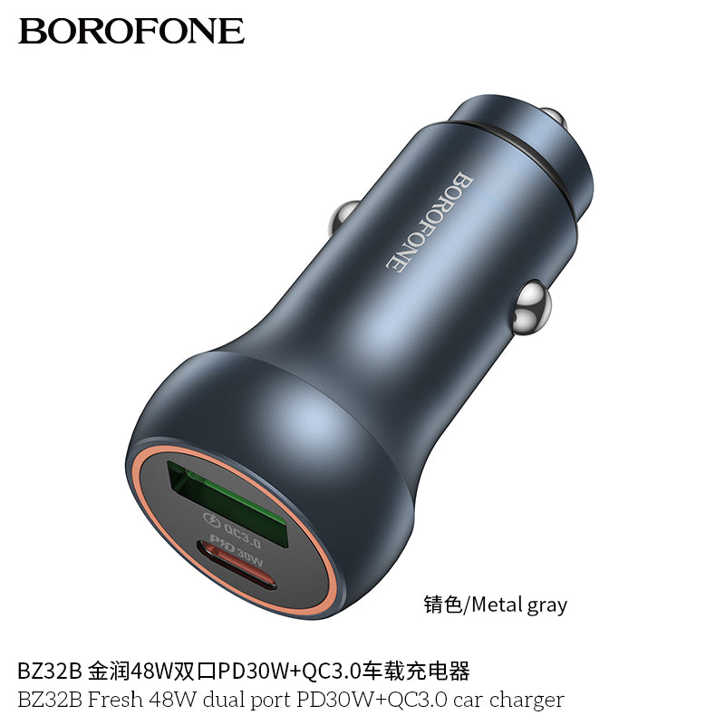 Borofone BZ32B Fresh 48W Dual Port PD3OW+QC3.0 Car Charger